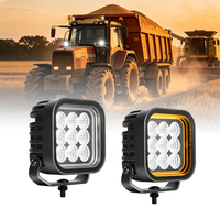 Lampe de travail LED carrée 4,5 pouces 60W P9 6000K+DRL 9-32V, éclairage auxiliaire externe pour montant A, pare-chocs, porte-bagages