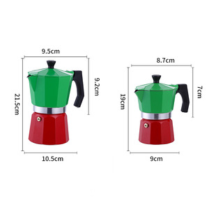 Cafetière Moka en aluminium vert et rouge, style italien, octogonale, avec soupape de sécurité - Product Image 5