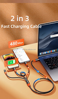 Câble USB-C 4-en-1 en nylon robuste 100W à charge ultra-rapide, conducteur en cuivre pur, 1,2 m, pour iPhone 14/13/12/11 Pro Max et Android BJC-A002