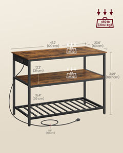 <span class=keywords><strong>VASAGLE</strong></span> Étagère de <span class=keywords><strong>cuisine</strong></span> industrielle de 47.2 pouces de largeur, support pour micro-ondes, îlot de <span class=keywords><strong>cuisine</strong></span> à 3 niveaux avec prise de courant - Product Image 6