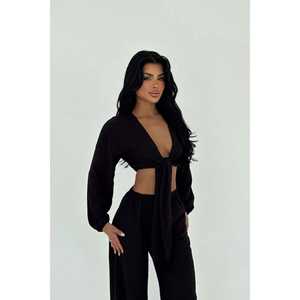 Conjunto de traje Adelina negro con lazo para mujer - Product Image 2