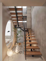 Escalier en acier à double poutre pour extérieur, avec garde-corps en verre, sur mesure, durable, droit ou en spirale, de qualité professionnelle usine