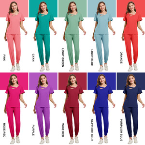 Women's Medical <b>Scrub</b> Set Moisture Wicking Knitted Split Uniform Hospital Work Clothes S-XXL - Product Image 4