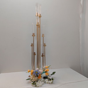 Candelabro moderno de oro de <span class=keywords><strong>8</strong></span> cabezas, candelabros de Metal de 53 pulgadas, candelabro para bodas, centros de mesa, decoración - Product Image 5