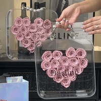 Rose éternelle romantique dans une boîte portable, cadeaux de la Saint-Valentin pour les filles, roses conservées en forme de cœur