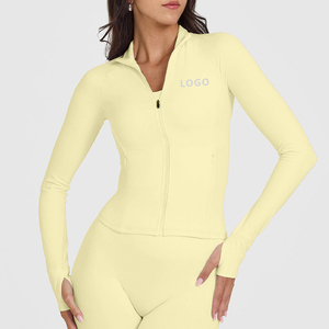 เสื้อแจ็คเก็ตออกกำลังกายผู้หญิง น้ำหนักเบา แบบซิป ซอฟท์โมชั่น ชุดวอร์ม แจ็คเก็ตโยคะ ทรงครอป แอธเลติก ทรงเข้ารูป - Product Image 1