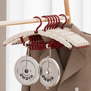 Multifunctional Folding Clothes Rack With Shoe Holder Hook Type For Home Dormitory Storage Rectangle Shape Creamy White Rose Red - Product Image 2