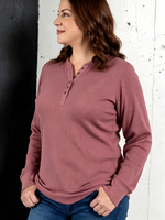 Camiseta de Mujer al por Mayor, Transpirable, de Secado Rápido, Manga Larga, Corte Regular, Cuello Henley en V, Casual, Holgada, con Botones, 60% Algodón, 40% [Material Restante]