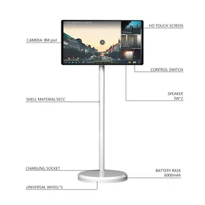 スタンドバイミーテレビ21.5インチFacebookTiktokビデオプレーヤーLcdタッチスクリーン回転可能なポータブルテレビインタラクティブスマートテレビバッテリー付き