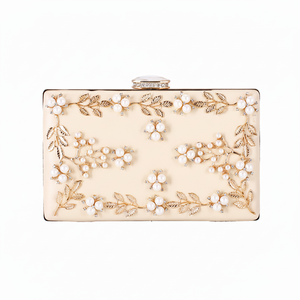 Pochette de soirée de luxe pour femmes, taille haute, motif lettres, avec chaîne en laiton et perles en strass, capacité 229L, pour mariages - Product Image 1