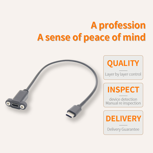 Cable de extensión USB3.1 tipo C macho a hembra, diseño de orificio de tornillo PD, Cable DE DATOS DE Panel de chasis de grado Industrial de carga rápida - Product Image 4