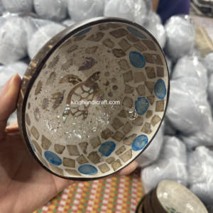 Bol en coquille de noix de coco fait à la main écologique avec laque brillante | Bol de cuisine réutilisable biodégradable - Product Image 4