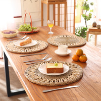 Set de table rond en paille tressée, isolant thermique, résistant aux hautes températures, écologique, décoration de table, style européen