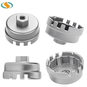 Clé à <span class=keywords><strong>filtre</strong></span> à <span class=keywords><strong>huile</strong></span> en aluminium de type coupelle 64 mm à 14 cannelures pour Lexus, outil de démontage universel argenté - Product Image 3