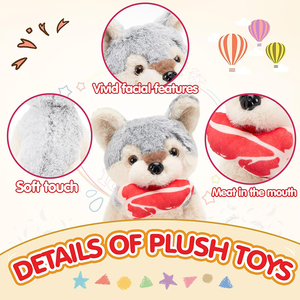 Peluche Lupo Grigio di Alta Qualità con Design Creativo, Morbido e Abbracciabile, con Carne nella Bocca, Regalo per Bambini - Product Image 2