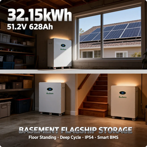 Batterie au lithium 51,2 V 48 V 628 Ah 32 kWh pour système d'énergie solaire, sur pied avec roues - Product Image 2