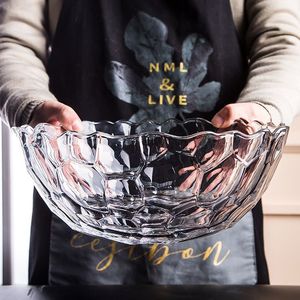 <span class=keywords><strong>Bol</strong></span> à salade en verre transparent Hxglass, finition craquelée, grande capacité, utilisation pour les fêtes, design minimaliste, écologique, passe au lave-vaisselle - Product Image 2