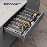 Séparateurs de tiroirs de cuisine en alliage d'aluminium réglables Unihopper, intégrés pour couverts, cuillères et couteaux