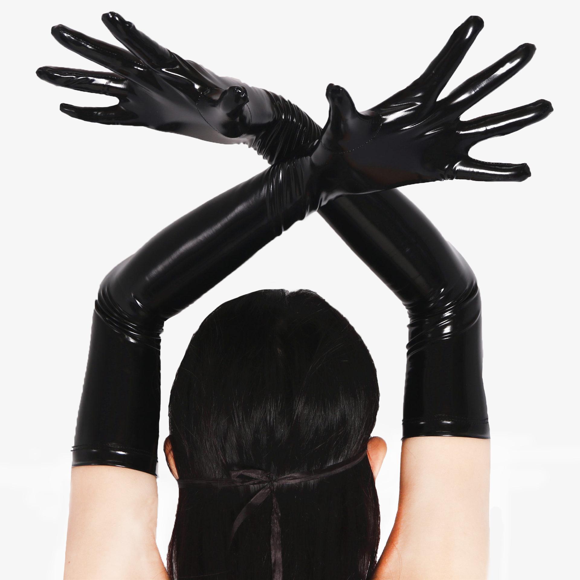 sexspielzeug latex High waisted latex panties with inflatable dildos main image 1