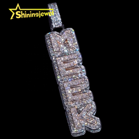 Pendentif Moissanite de Rappeur VVS Totalement Givré en Argent 925, Testeur de Diamant, Certificat GRA, Pendentif Hip Hop Personnalisé Lettre Nom