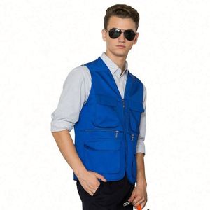 High Quality Reversible Men's Waistcoat Vest Multi-Pocket Zipper Summer Fashion V-Neck Sleeveless Breathable Reversible - Product Image 2