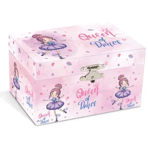 Все яркие 7 дюймов милые девушки розовые Ювелирные Изделия Музыкальная шкатулка с ящиком для детей