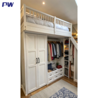 Lit mezzanine personnalisé pour filles avec armoire et tiroirs, mobilier de chambre à coucher avec fonctions de rangement pour usage domestique