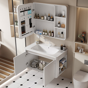 Meuble de salle de bain en titane et aluminium italien avec miroir et lavabo en céramique - Product Image 2