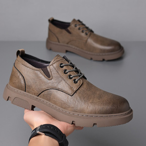 Zapatos Casuales de Cuero para Hombre, Color Marrón Sólido, con Cordones Delanteros, Estilo Náutico - Product Image 1