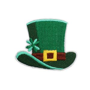 New Hot Green <b>Iron</b> on Embroidered St Patrick Day Beer Hat Four Leaf Clover Patch for T-shirt Hoodies - Product Image 5