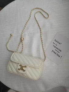 New Fashion Women's Messenger <b>Bag</b> PU Material Waterproof Strapless Button Cover Quilted Chain High-End Niche <b>20L</b> Capacity All - Product Image 2