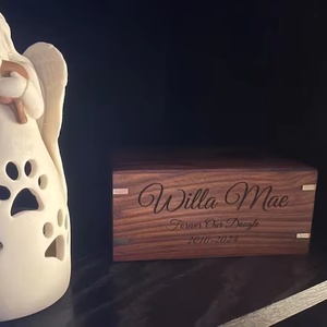 Personalized Cremation Urns for Dog Ashes Rosewood Urn Wooden Engraved Pet Urn for Ashes With Brass <strong>Inlaid</strong> Paws Big <strong>Wood</strong> - Product Image 1