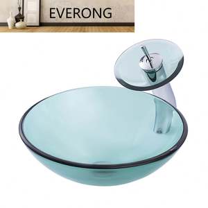 <span class=keywords><strong>Lavabo</strong></span> de vidrio de color <span class=keywords><strong>verde</strong></span> transparente EV1002 - Product Image 3