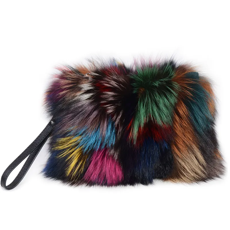 Новинка, стильная зимняя сумка MWFur из лисьего меха, дамская сумочка, Портативная сумка из диагонального меха