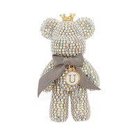 Llavero de lujo con oso de cristal, llaveros de moda con animales para mujer, colgante para bolso, llaveros de coche con diamantes de imitación, regalo para pareja