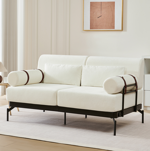 Modern Loveseat <b>Sofa</b> Set 2-Seater with Flexible USB Ports Cylindrical Armrests Corduroy Wood Legs-Apartment & Villa Living Room - Product Image 3
