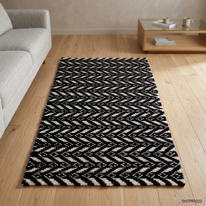 Alfombra de Escalera de Tejido Plano con Patrón Geométrico Blanco y Negro de Lana de Alta Demanda, Estilo Bohemio, Ecológica, de Proveedor Indio - Product Image 6