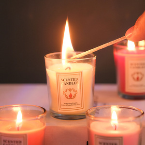Scented Candles Soy Wax Glass Jar Candle Home Decoration Fragrance Candle Aromatherapy Use Cylinder Shape - Product Image 3