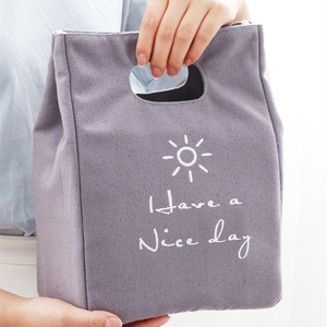 กระเป๋าใส่อาหารกลางวันแบบผ้าแคนวาสแบบเรียบง่าย กระเป๋าหิ้วแบบพกพาสำหรับใช้ในสำนักงาน ปิกนิก ครัว - Product Image 2