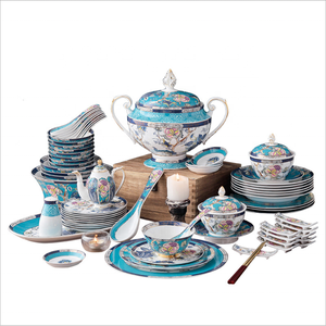 Vente en gros de 68 pièces à la mode chinois classique oiseau porte-bonheur salon décors pour la maison ensembles de vaisselle en porcelaine - Product Image 6