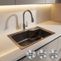 Évier de cuisine en acier inoxydable à bol unique Offre Spéciale Dernier équipement de blanchisserie commercial Prix compétitif pour usage domestique