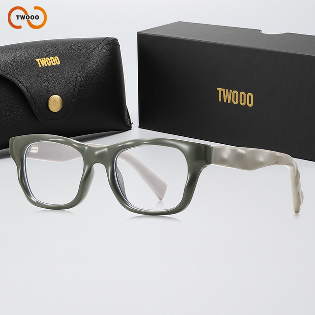 TWOOO T1739 TR90 Insert Wave Pattern Thick Frame Glasses Anti Blue Fashion Retro New Style Eyeglasses Factory Wholesale