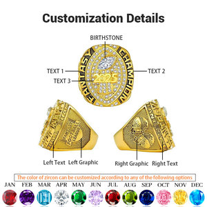 Bague de championnat de football fantastique personnalisée plaquée or rose, trophée de récompense du champion FFL - Product Image 2