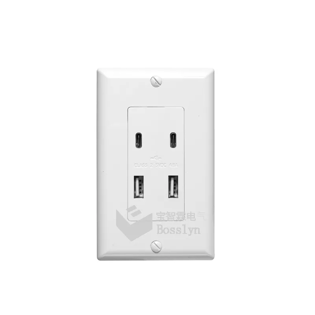 Dual Usb 2type-c American Wall Socket US Standard Home Hotel Airport Mobile Phone Charging Socket 15A/125V