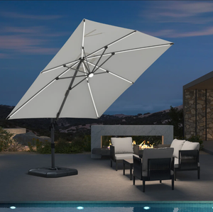 Paraguas romano voladizo grande parasol impermeable con luz LED de aluminio duradero personalizado moderno - Product Image 1