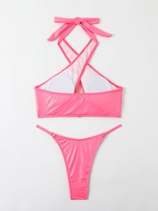 Maillot <span class=keywords><strong>de</strong></span> <span class=keywords><strong>bain</strong></span> TW Halter rose brillant Maillot <span class=keywords><strong>de</strong></span> <span class=keywords><strong>bain</strong></span> fendu <span class=keywords><strong>avec</strong></span> boutons en métal Bikini sexy - Product Image 4