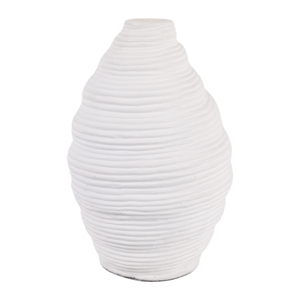 Vaso in ceramica rotondo bianco a coste, decorazione moderna per soggiorno, camera da letto, ufficio, esposizione su tavolo - Product Image 3