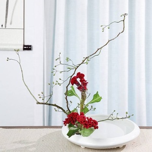 Ceramic <strong>Vase</strong> Ohararyu Ikebana Style Kenzan <strong>Flower</strong> Arrangement Utensils Living Room Decorations Cylinder Tall <strong>Vase</strong> - Product Image 2