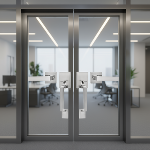 Juego de Manijas Dobles para Puerta de Alta Resistencia, Acabado Níquel Satinado, Cerradura de Palanca Cuadrada Reversible, Manija para Puerta de Oficina - Product Image 3