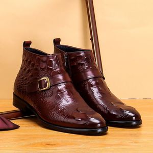 Custom Men's Lace-Up <b>Shoes</b>-Pointed-Toe Waterproof Carved Design Full-Grain Leather for Business Casual Wedding Occasions Trendy - Product Image 1